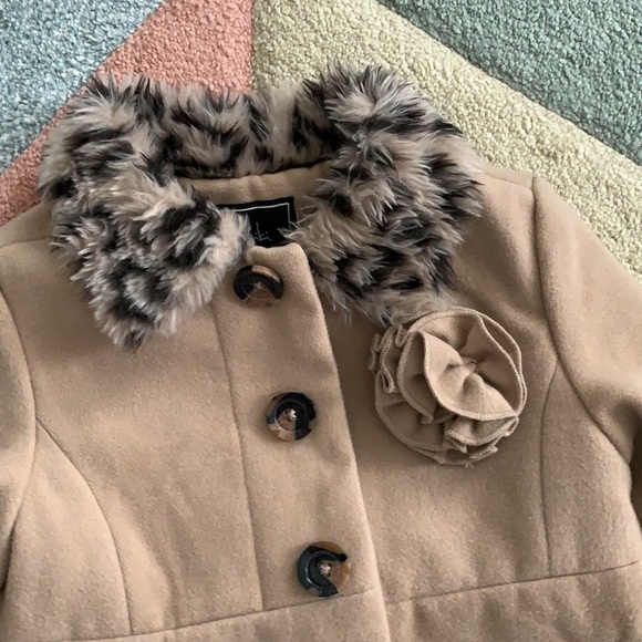 Nicole Miller Jackets & Coats | 6 Yrs Nicole Miller Peacoat With Leopard Fur Trim | Poshmark